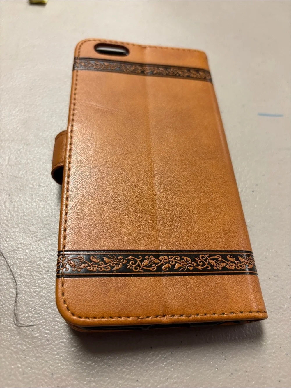 Brown Floral Wallet Phone Case with Magnetic Closure